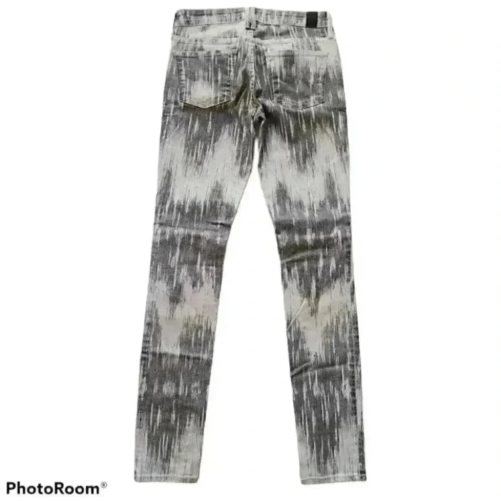 Vince Dylan Beat Down White Gray Coated Denim Skinny Jeans Stretch 24